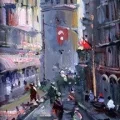 Life on Galata Street Oil Painting | Simurg Art Gallery