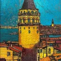 Galata ve Boğazın Sesi Yağlı Boya Tablosu