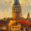 Sunset in Galata Oil Painting