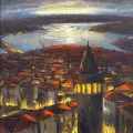 Galata’dan Bir Akşam Yağlı Boya Tablosu