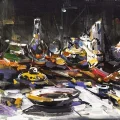 Table Set for the Night Oil Painting