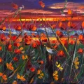 Evening in the Poppy Field Oil Painting