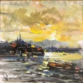 End of the Day Bosphorus Oil Painting