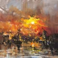 Harbor at Sunset Oil Painting