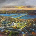 Haliçten Süleymaniye Cami Yağlı Boya Tablosu