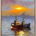 Haliç’te Son Işık Yağlı Boya Tablosu