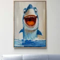 Heyecanlı Köpekbalığı Yağlı Boya Tablosu