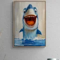 Heyecanlı Köpekbalığı Yağlı Boya Tablosu