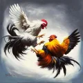 Clash of Roosters Oil Painting