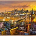 Işığa Uyanan Şehir Yağlı Boya Tablosu