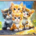 Cats in the Path of Light Oil Painting