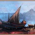 Istanbuls Fishermen Oil Painting