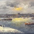 İstanbul’da Durgun Akşam Yağlı Boya Tablosu