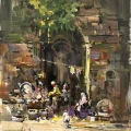 Evening Preparations In Font Of The Door Oil Painting