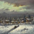 Silent Istanbul in Snow Oil Painting