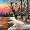 Snow Dancing Trees Oil Painting