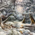 Snow Covered Forest Oil Painting