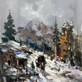 Karlı Köy Yağlı Boya Tablosu