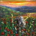 Kır Çiçekleri Arasında Atlar Yağlı Boya Tablosu