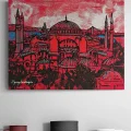 Kırmızı Ayasofya Cami Yağlı Boya Tablosu