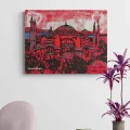 Kırmızı Ayasofya Cami Yağlı Boya Tablosu