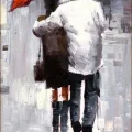 Under the Red Umbrella Oil Painting
