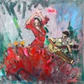 Dance in Red Oil Painting