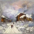 Silence Walking into Winter Oil Painting