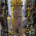 Kule Sokaklarında Yağlı Boya Tablosu