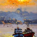 Martılarla İstanbul Yağlı Boya Tablosu