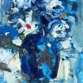 Blue Vase Flowers Oil Painting