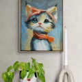 Minnoş Kedi Yağlı Boya Tablosu