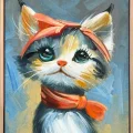 Minnoş Kedi Yağlı Boya Tablosu