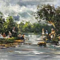 By the Riverbank Oil Painting