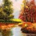 Ormanın Sonbahar Işıltısı Yağlı Boya Tablosu