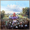 Women Picking Cotton Oil Painting