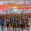 Meeting of the Colorful Crowd and the Mountain Oil Painting