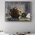 Romantik Çiçek Sepeti Yağlı Boya Tablosu