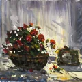 Romantic Flower Basket Oil Painting