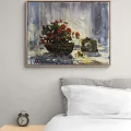 Romantik Çiçek Sepeti Yağlı Boya Tablosu