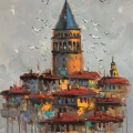 Galata Tower in Dreams Oil Painting