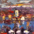 Pigeons in Salacak Oil Painting