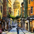 Pearl of the City Galata Tower Oil Painting