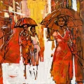 Umbrella Couples Oil Painting