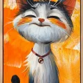 Adorable Cat Oil Painting