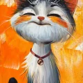 Adorable Cat Oil Painting
