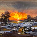 Evening Falling into the Waters Oil Painting