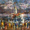 Üsküdarda Kalabalıklar Yağlı Boya Tablosu