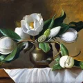 Magnolias in a Vase Oil Painting
