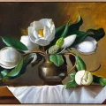 Magnolias in a Vase Oil Painting
